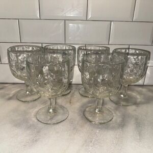 Set Of 6 VTG Bartlett Collin's THUMBPRINT/drape Optic Design GLASS GOBLET GW0001